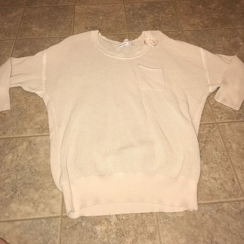 Calvin Klein knitted 1/3 sleeve shirt tan